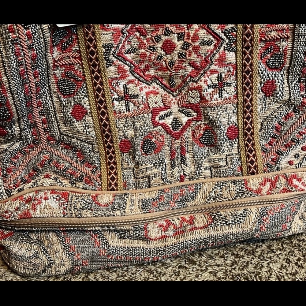 Free People Red and Tan Boho Tote
